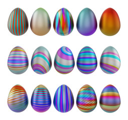 Fototapeta na wymiar colored easter eggs stand in a row on a isolated background. 3d illustration