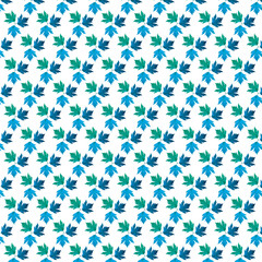 Blue color maple leaves on white background. Autumn maple leaf copies. Creative fall season pattern.