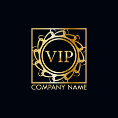 luxury badge or stamp logo design gold color