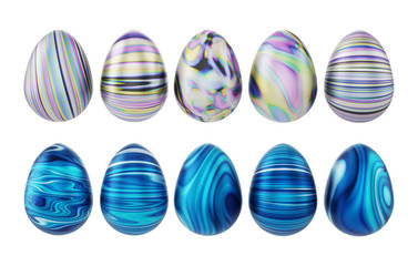 colored easter eggs stand in a row on a isolated background. 3d illustration