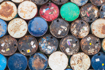 Old fuel tank,Steel bucket for container chemical, Industry oil drum or chemical barrel