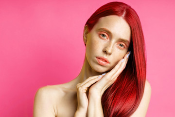 Beautiful spa woman with perfect fresh freckled skin