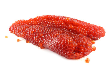Red caviar isolated on white
