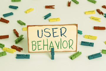 Writing note showing User Behavior. Business concept for focuses on user activity as opposed to...
