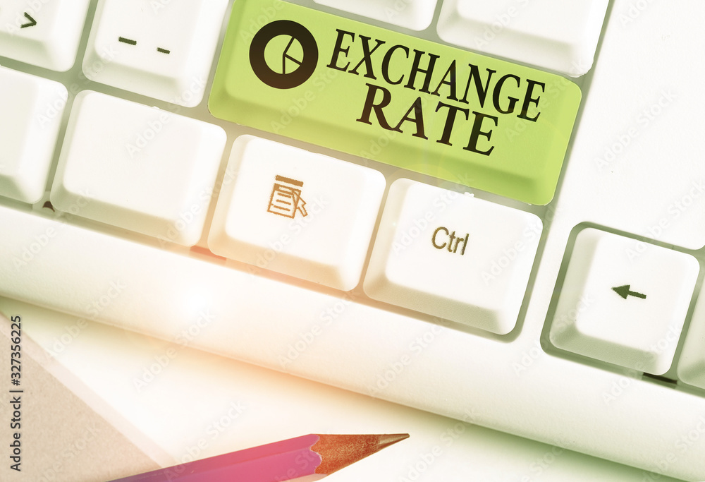 Poster text sign showing exchange rate. business photo text value of one currency for the purpose of conver