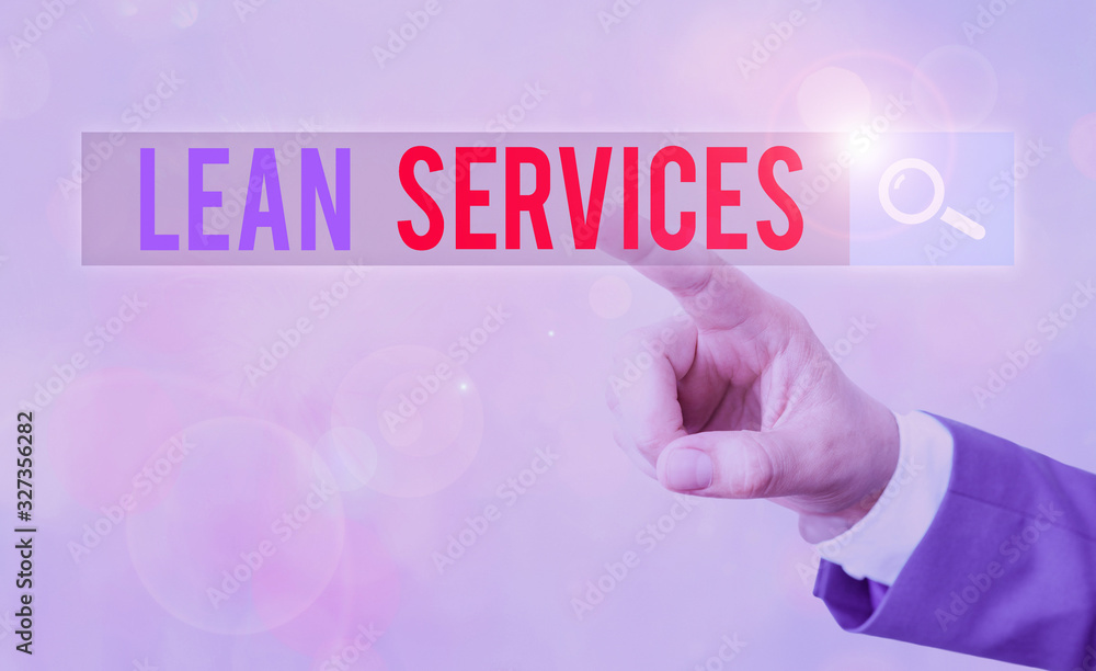 Poster text sign showing lean services. business photo showcasing application of the lean manufacturing con