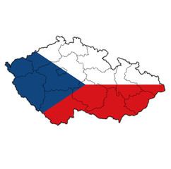 territories of regions on administration map of Czech Republic