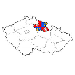 hradec kralove region on administration map of Czech Republic