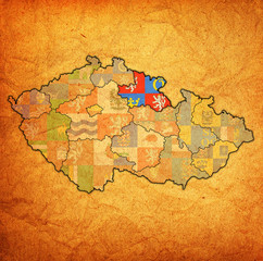 hradec kralove region on administration map of Czech Republic