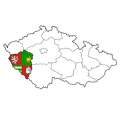 plzen region on administration map of Czech Republic