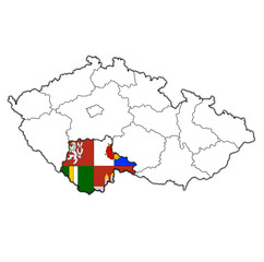 South bohemian region on administration map of Czech Republic