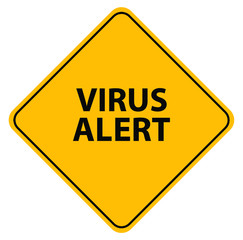 virus alert sign on white background