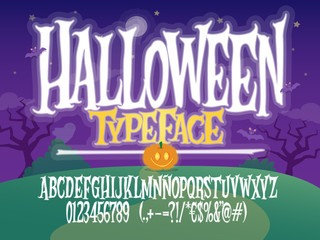 Obraz premium Halloween font. Spooky letters. Vector alphabet with numbers and glyphs.