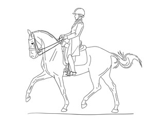Dressage competitions, rider and horse to show passage.