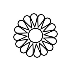 Chamomile black outline icon. Isolated daisies on white background. Abstract modern minimal simple floral design. Vector illustration are perfect for collage creation, design, logos, cards etc.