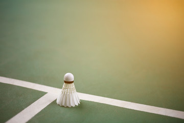 Badminton on the badminton court concept light flare