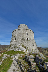 Montesarchio, Italy, 02/29/2020. An ancient medieval tower at the highest point of a village