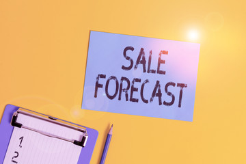Conceptual hand writing showing Sale Forecast. Concept meaning the process of estimating future...