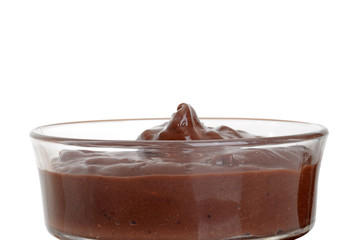 closeup isolated chocolate pudding