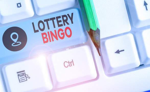 Word writing text Lottery Bingo. Business photo showcasing game of chance in which each player matches numbers printed