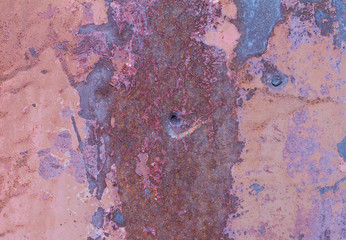 Brown and purple rust Rusty brown abstract texture. Rusty metal background. Rusty metal wall. Rusty metal surface with remnants of red paint.