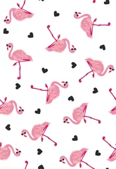 Papier Peint photo Flamingo cute flamingo and hart pattern