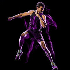 fitness cardio boxing exercise body combat man isolated black background