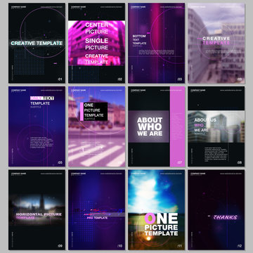 Creative brochure templates with lines, dots and circles. Covers design templates for electronic music festival flyer, leaflet, brochure, report, presentation, advertising. Electro music party concept