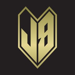 JB Logo monogram with emblem line style isolated on gold colors
