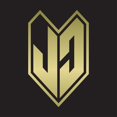 JC Logo monogram with emblem line style isolated on gold colors