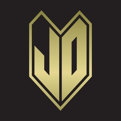JD Logo monogram with emblem line style isolated on gold colors