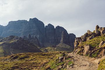 Trekking trail to Old Man of Storr view point, Isle of Skye, Scotland