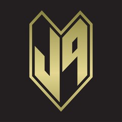 JP Logo monogram with emblem line style isolated on gold colors
