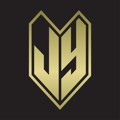 JY Logo monogram with emblem line style isolated on gold colors