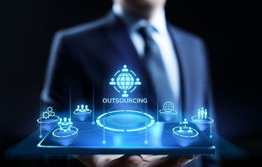 Outsourcing Global Recruitment Business and internet concept.