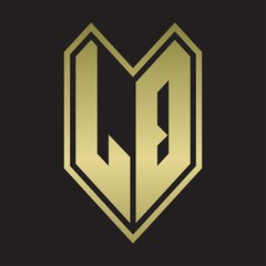 LQ Logo monogram with emblem line style isolated on gold colors
