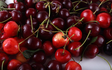 Different color cherries background