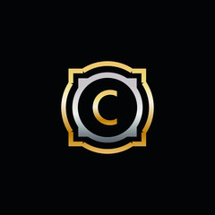 CLuxury round shape gold and silver logo