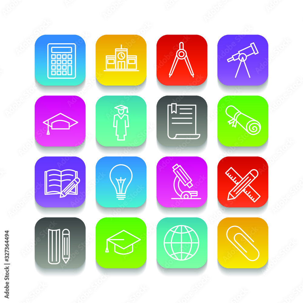 Poster education set icon template color editable. academic school pack symbol vector sign isolated on whit