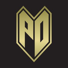 PD Logo monogram with emblem line style isolated on gold colors
