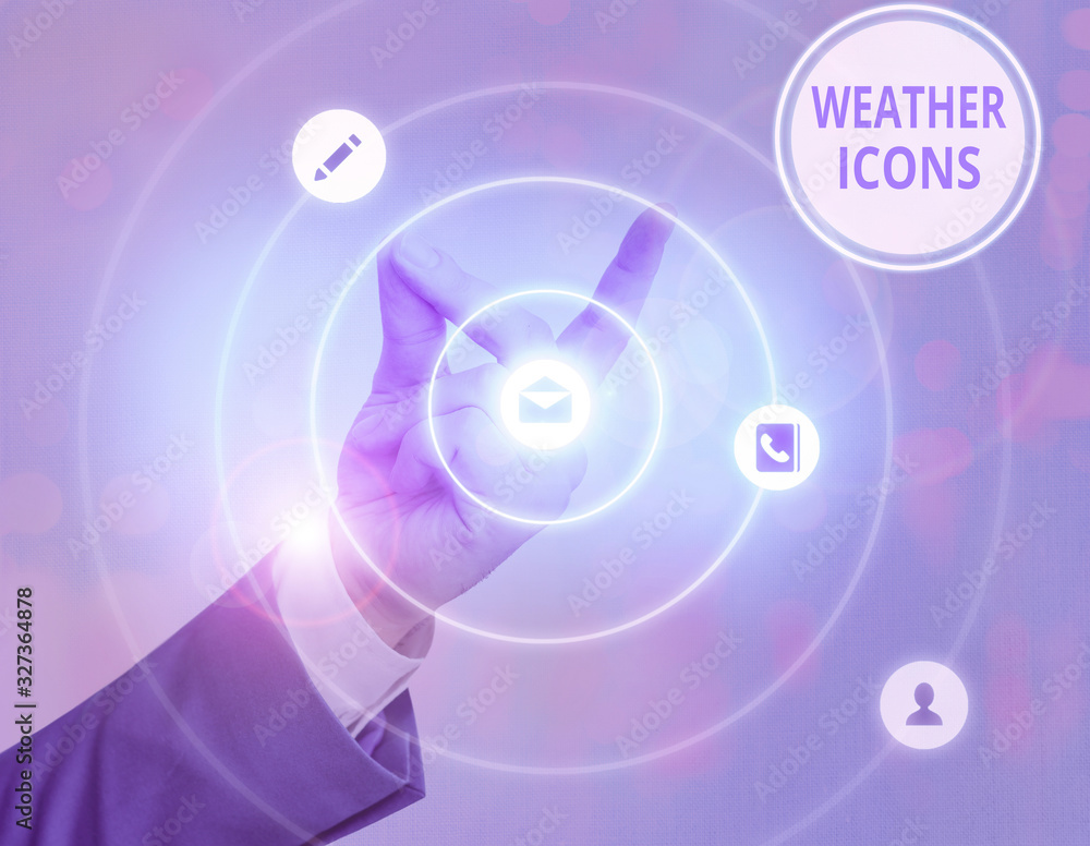 Wall mural writing note showing weather icons. business concept for plotted on a synoptic chart used for weathe