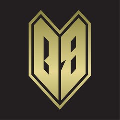 QB Logo monogram with emblem line style isolated on gold colors