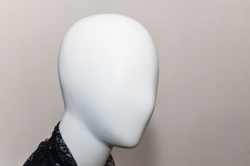 Close-up of a plastic mannequin head