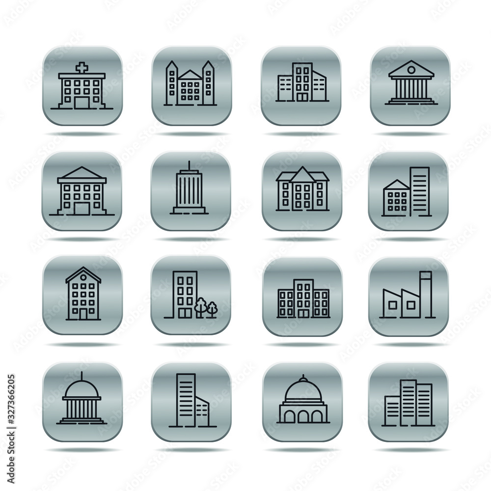 Poster building set icon symbol template color editable. government buildings pack logo vector illustration