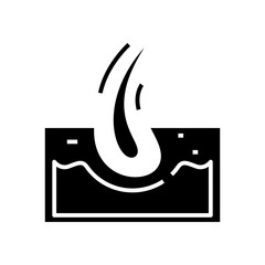 Hair follicle black icon, concept illustration, vector flat symbol, glyph sign.