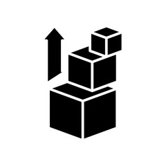 Growing boxes black icon, concept illustration, vector flat symbol, glyph sign.