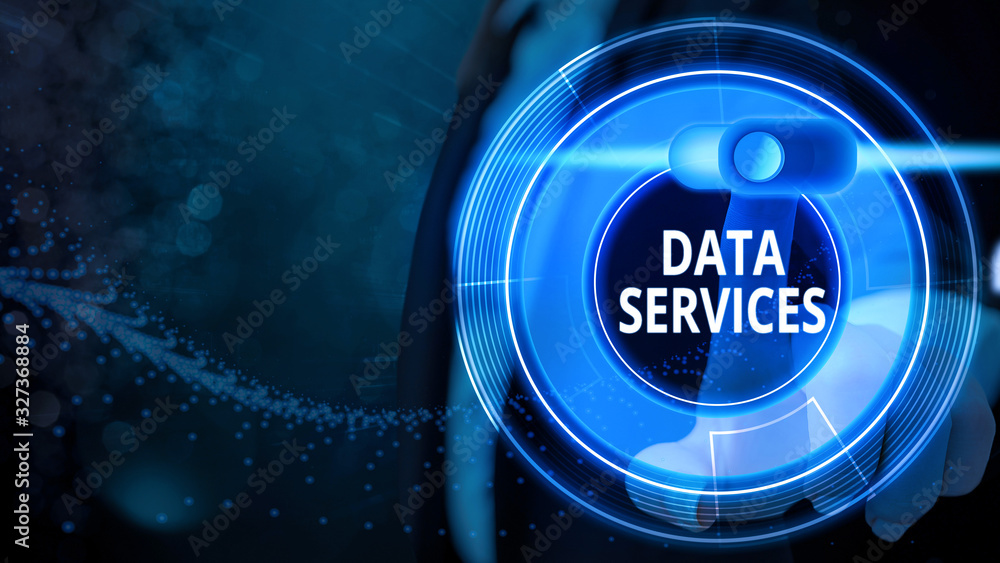 Poster word writing text data services. business photo showcasing thirdparty services that help to manage d