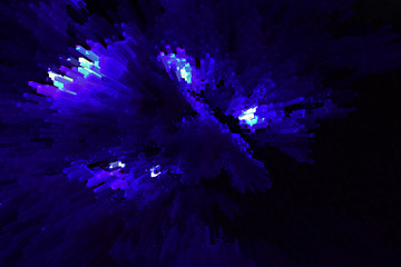 Beautiful abstract background.Blue explosion on a black background.