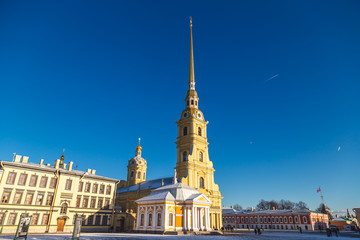 Saint Petersburg. Russia. View of the Peter and Paul Fortress in winter