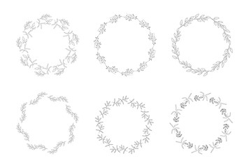 Hand drawn wreath frames. Botanical circle vector illustration. Design elements for cards, invitations, quotes, blogs, posters. 